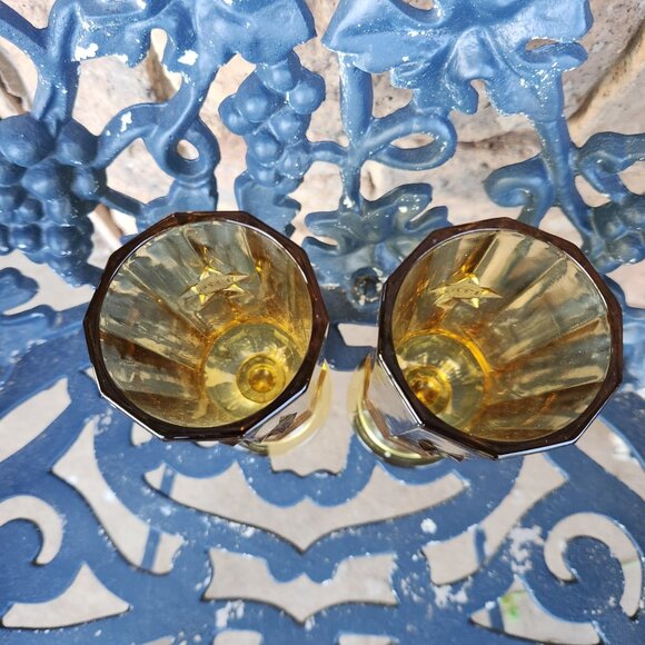 Federal Glass Bicentennial Footed Amber Star 1776-1976 Tumbler Glass - Picture 5 of 6